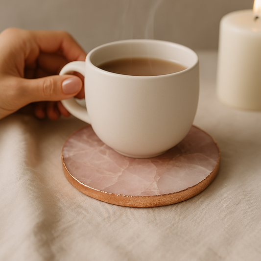 Rose Quartz Agate Coaster Set