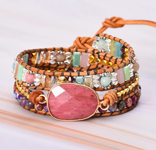 Pretty Powerful: Rhodochrosite Wrap Bracelet