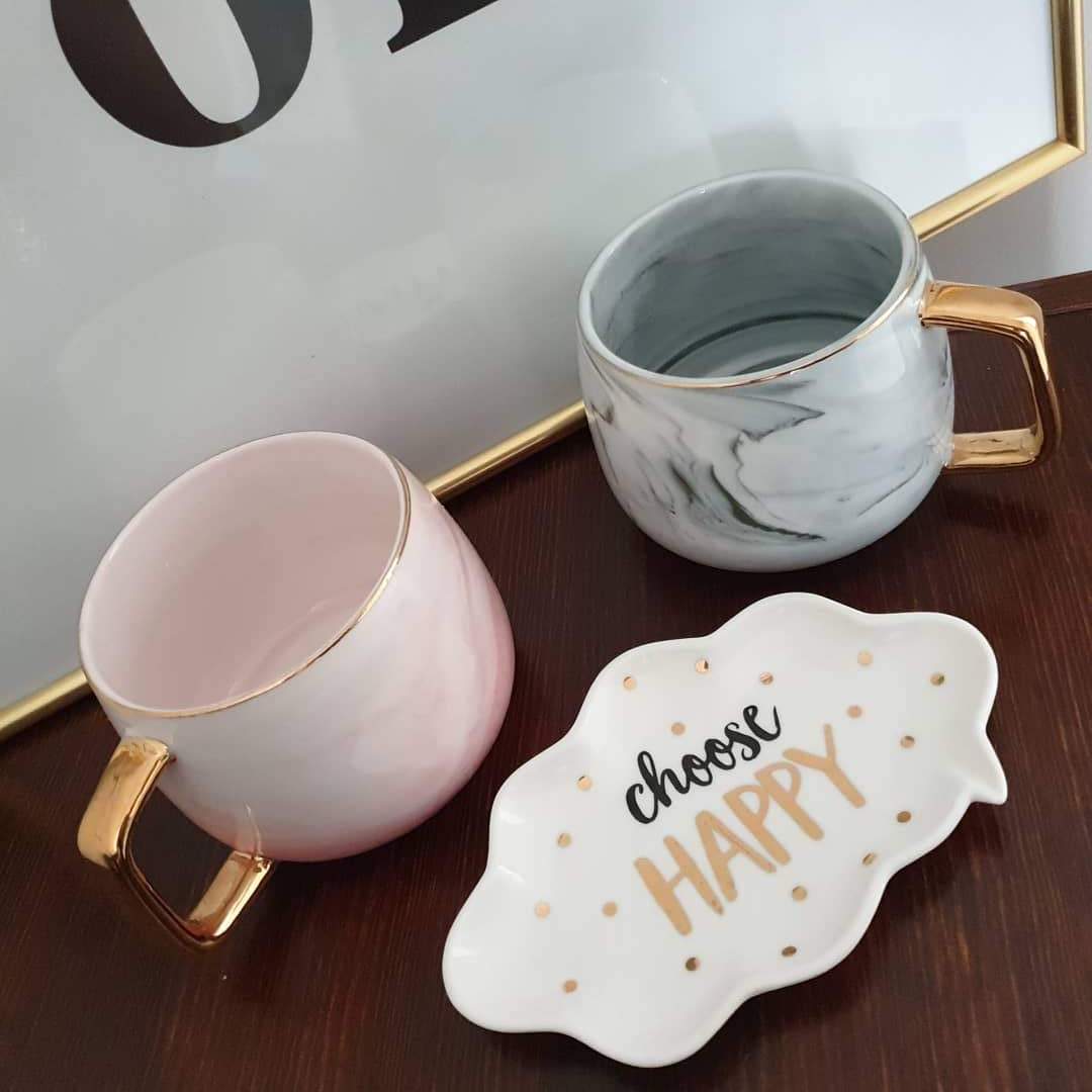 Blush & Gold Ceramic Cup
