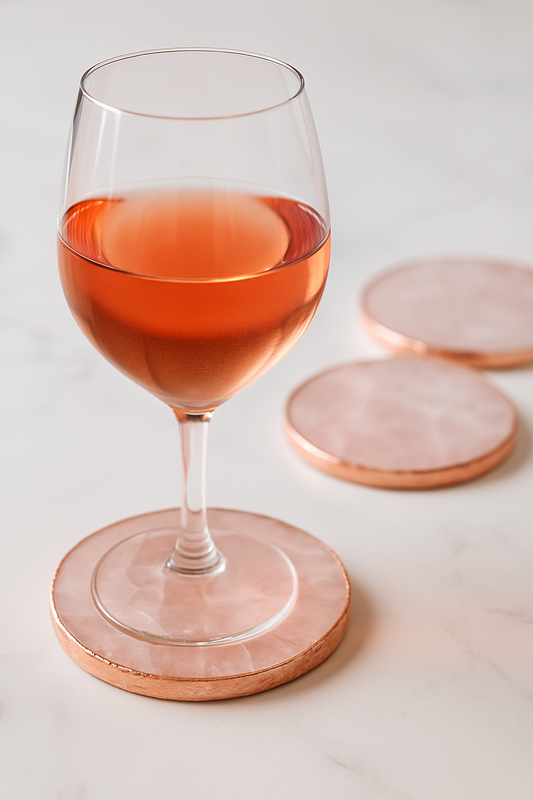 Rose Quartz Agate Coaster Set