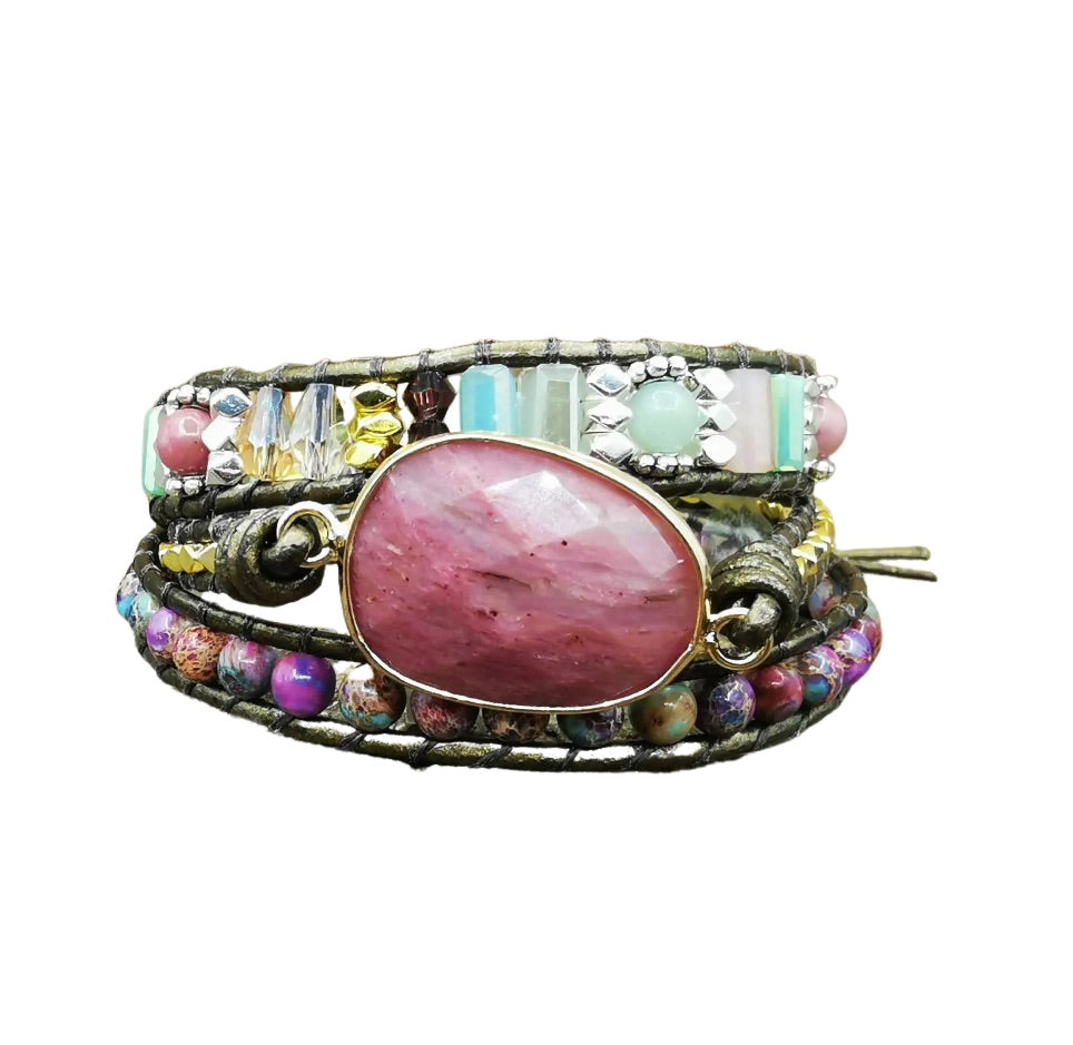 Pretty Powerful: Rhodochrosite Wrap Bracelet