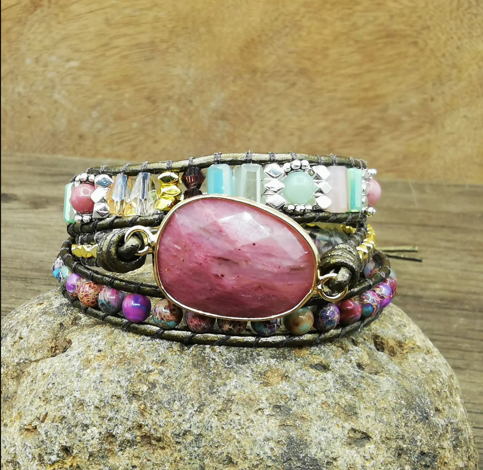 Pretty Powerful: Rhodochrosite Wrap Bracelet